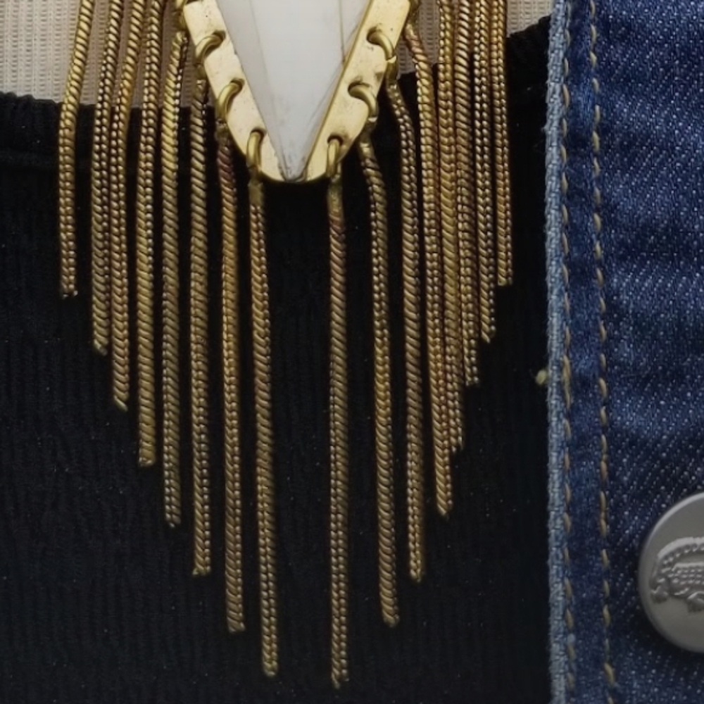 White Horn Pendant with golden Accents Necklace - Picture 9 of 16